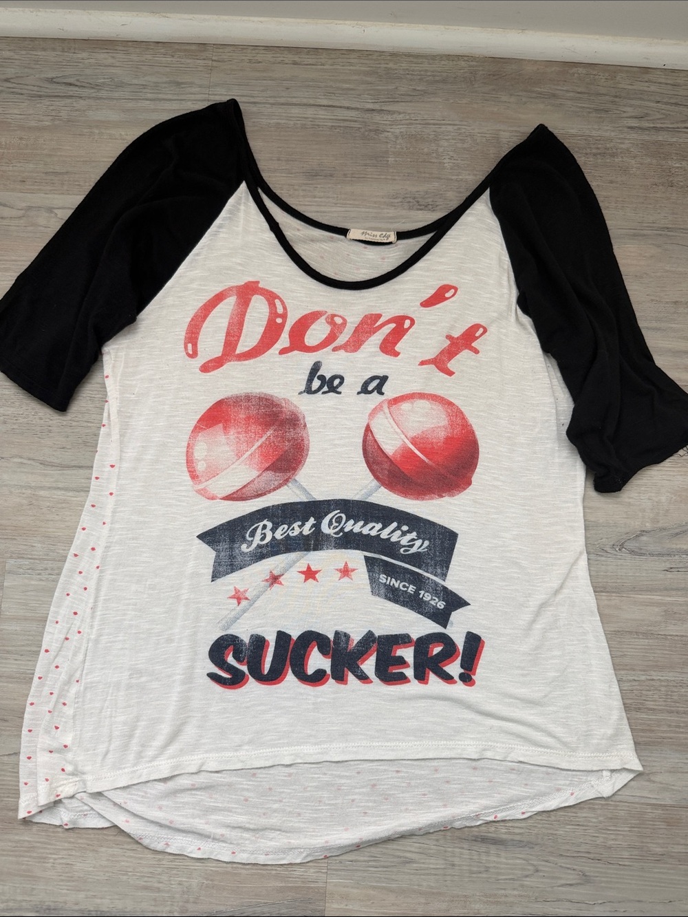 Graphic Women’s Top in Black and White with Red Print